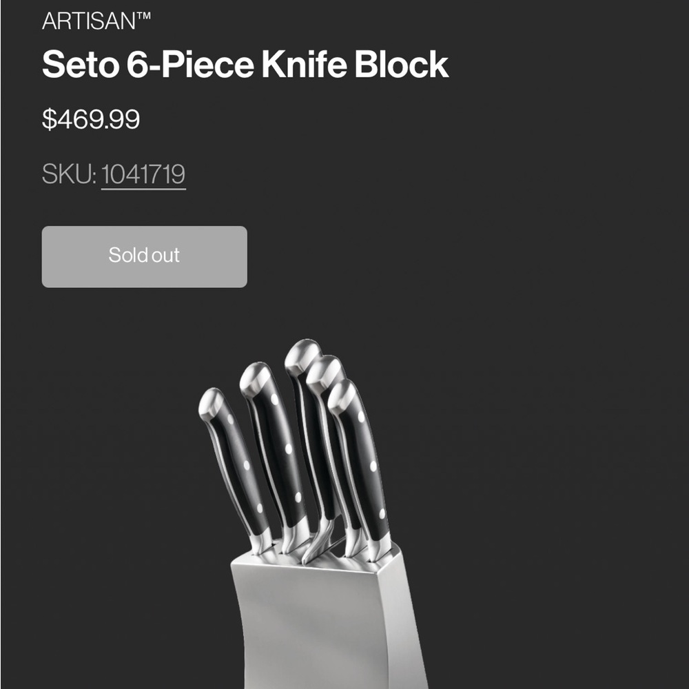 ARTISAN 6-Piece Knife Block Set - Black and Silver